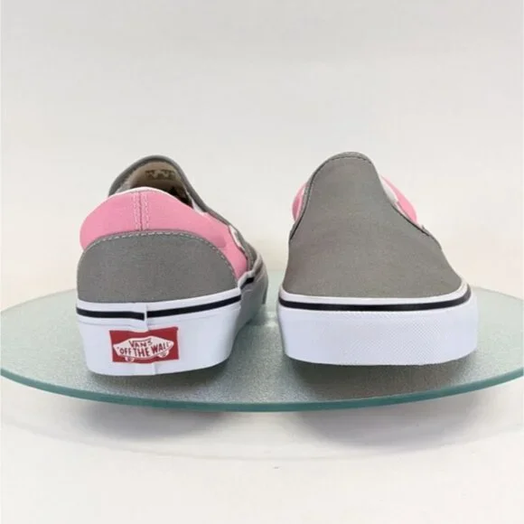 Vans Womens Slip-On Shoes Gray & Pink Canvas Size 9 Waffle Sole Casual Sneaker - Picture 3 of 8